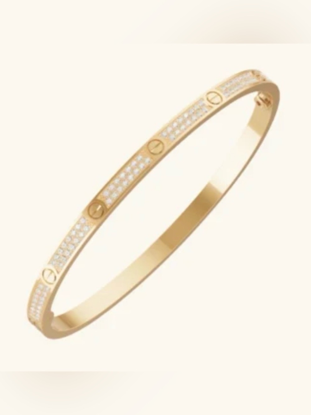 Gold Tone Paved Screw-Accent Bangle Bracelet